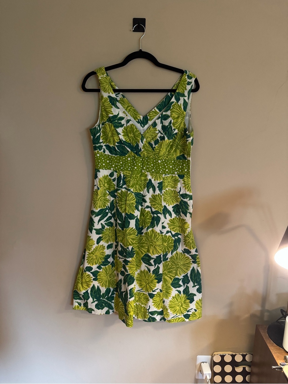 Boden Lime & Green Floral V-Neck Dress